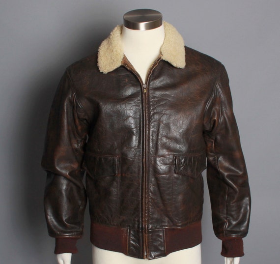 70s G-1 Leather JACKET / Shearling Collar Brown Eddie Bauer