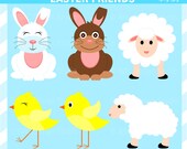 CIJ SALE - Easter Clip Art - Easter Friends Clip Art - Digital Easter Bunny Bird Sheep Clipart Il_170x135