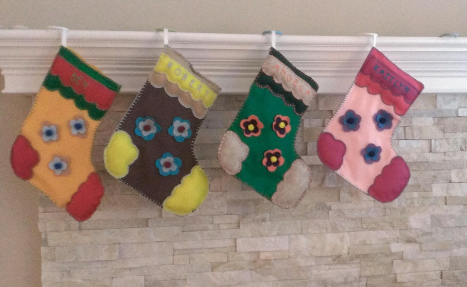 Christmas stockings - set of four - felt stockings Christmas decorations - personalized stocking