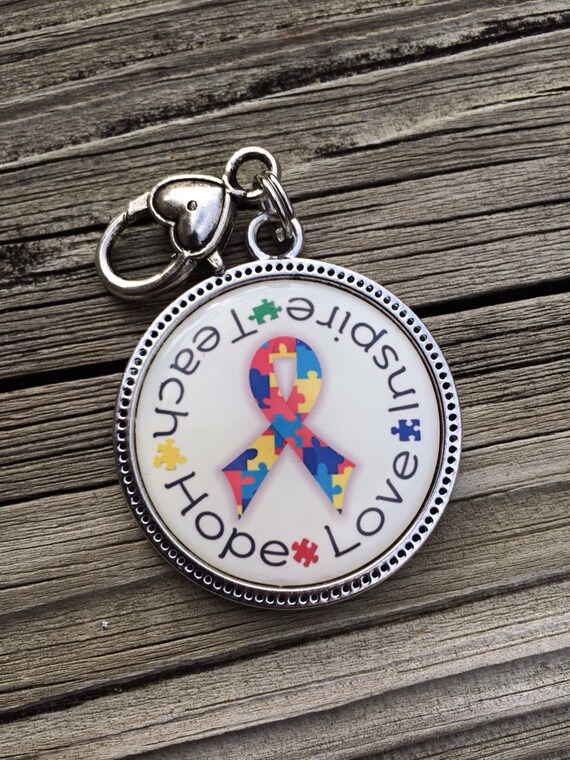 Autism Awareness Keychain Teach Hope Love and Inspire