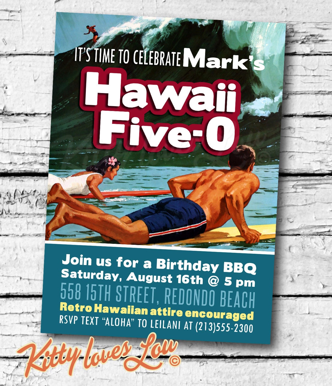 PRINTABLE Hawaii Five-0 50th Birthday Party by KittyLovesLou