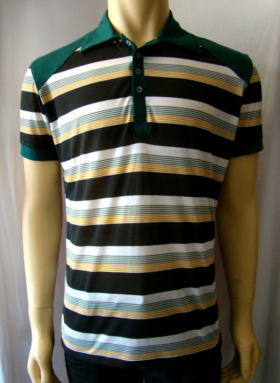 Men Polo T Shirt With Buttons And Stripes Cotton And by BANKUSSI