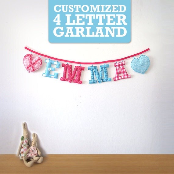 Customized Handmade Fabric Garlands - 4 Letter Name Il_570xn