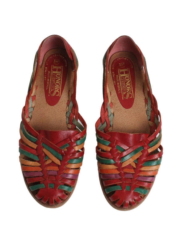 woven huarache pointed toe flats