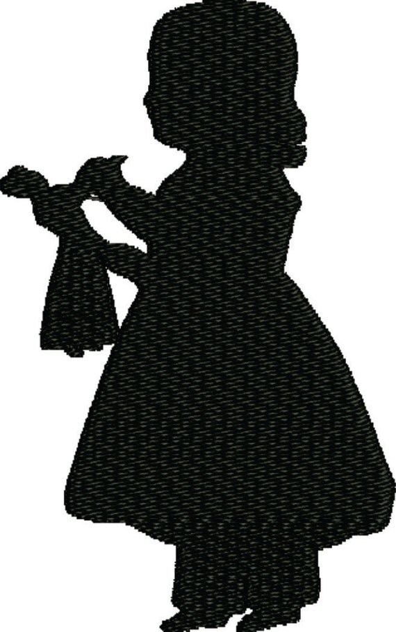 Girl playing with doll silhouette jessecmault design by frenee2