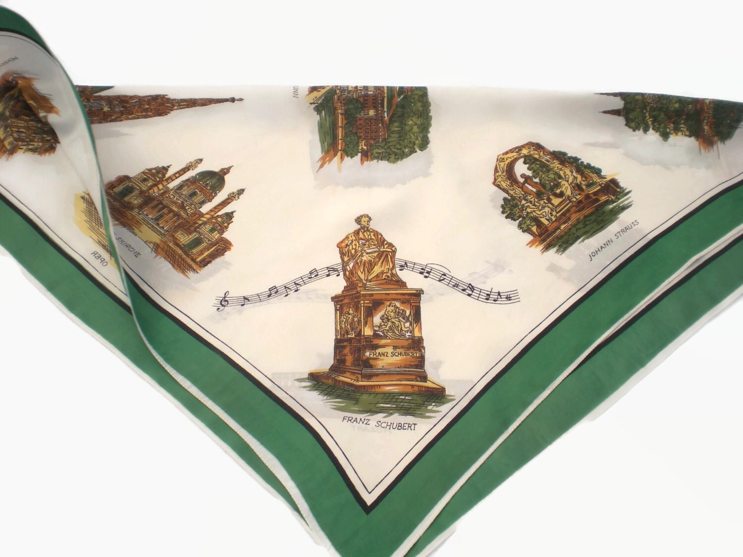 Souvenir Scarf of Vienna (Wien), Austria. Vintage travel souvenir scarf