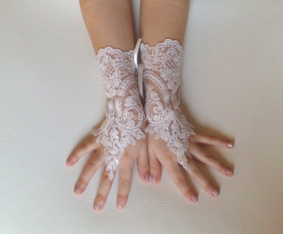 Flower girl ivory lace gloves wedding bridal gloves french lace for princess wedding gloves lace