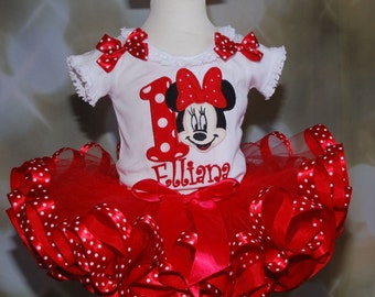 minnie mouse birthday outfit, first birthday tutu outfit, personalized minnie mouse 1st birthday outfit cake smash outfit minnie mouse shirt