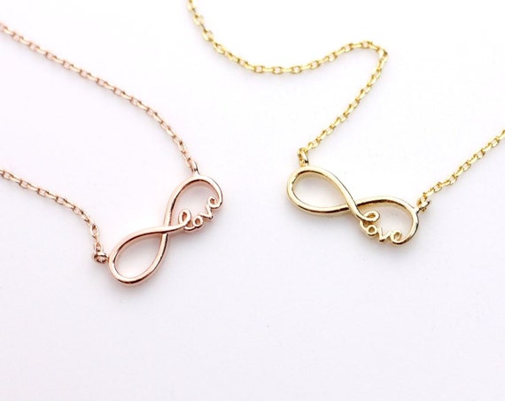 Infinity Love pendant necklace in 3 colors by zizibejewelry