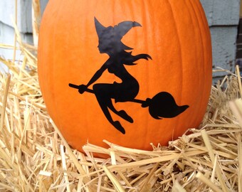 Witch Pumpkin Decal - Halloween Decal - Autumn Decal - Pumpkin Decal - Halloween Witch - Halloween Decor - Halloween Craft - Autumn Decor