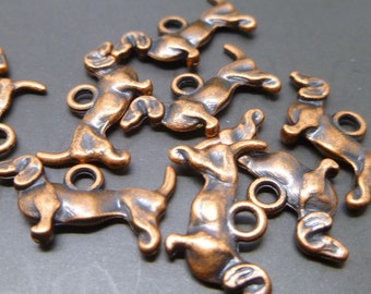 BULK - 30 Copper dachshund dog charms - Charms Wholesale Lot - Double sided - MC0265