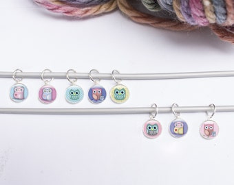 8 Stitch Markers, Owl Stitch Markers, Knitting Stitchmarkers, set of stitch markers cute owls. Knitting supplies, gift for knitter (SO1)