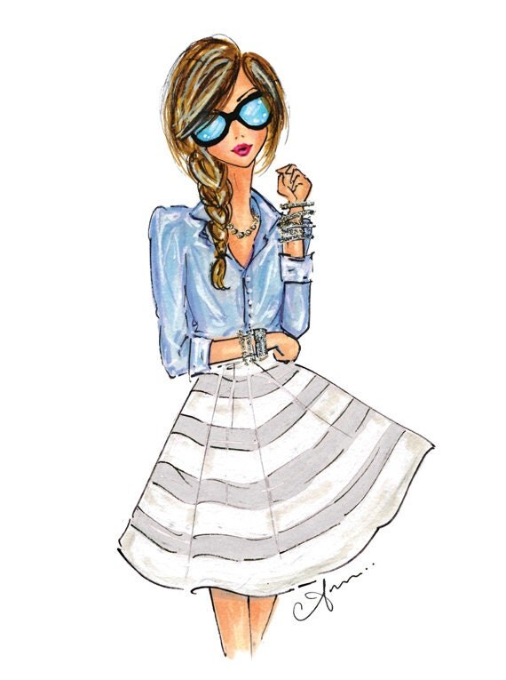 fashion illustration prints fashion illustration print chambray and stripes fashion illustration prints fashion illustration print chambray and stripes