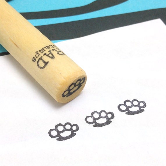 Items similar to Tiny Brass Knuckles Rubber Stamp on Etsy