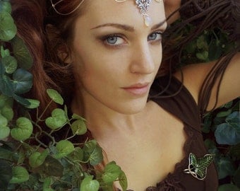 Medieval Renaissance circlet tiara opal moonstone elven floral filigree
