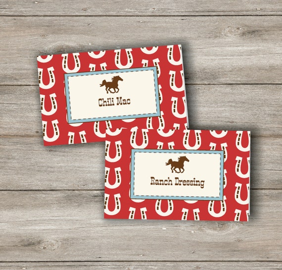 Horse Food Tent Cards with Changeable Text, Printable Horse Party Food