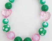 Kiss Me I'm Irish, Girls St. Patrick's Day Chunky necklace, St. Patrick's Day necklace, Shamrock necklace Il_170x135