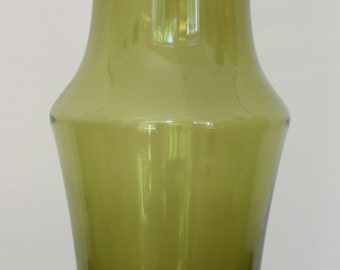 1970s Riihimaen Lasi Oy (Finland) Olive Green Vase