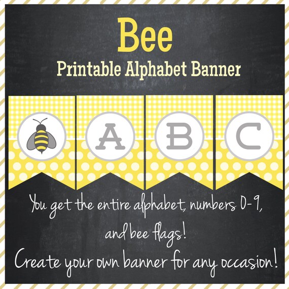 bee printable alphabet banner instant download