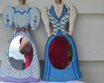 Sale: 2 Hand Painted Victorian Dress Mirrors