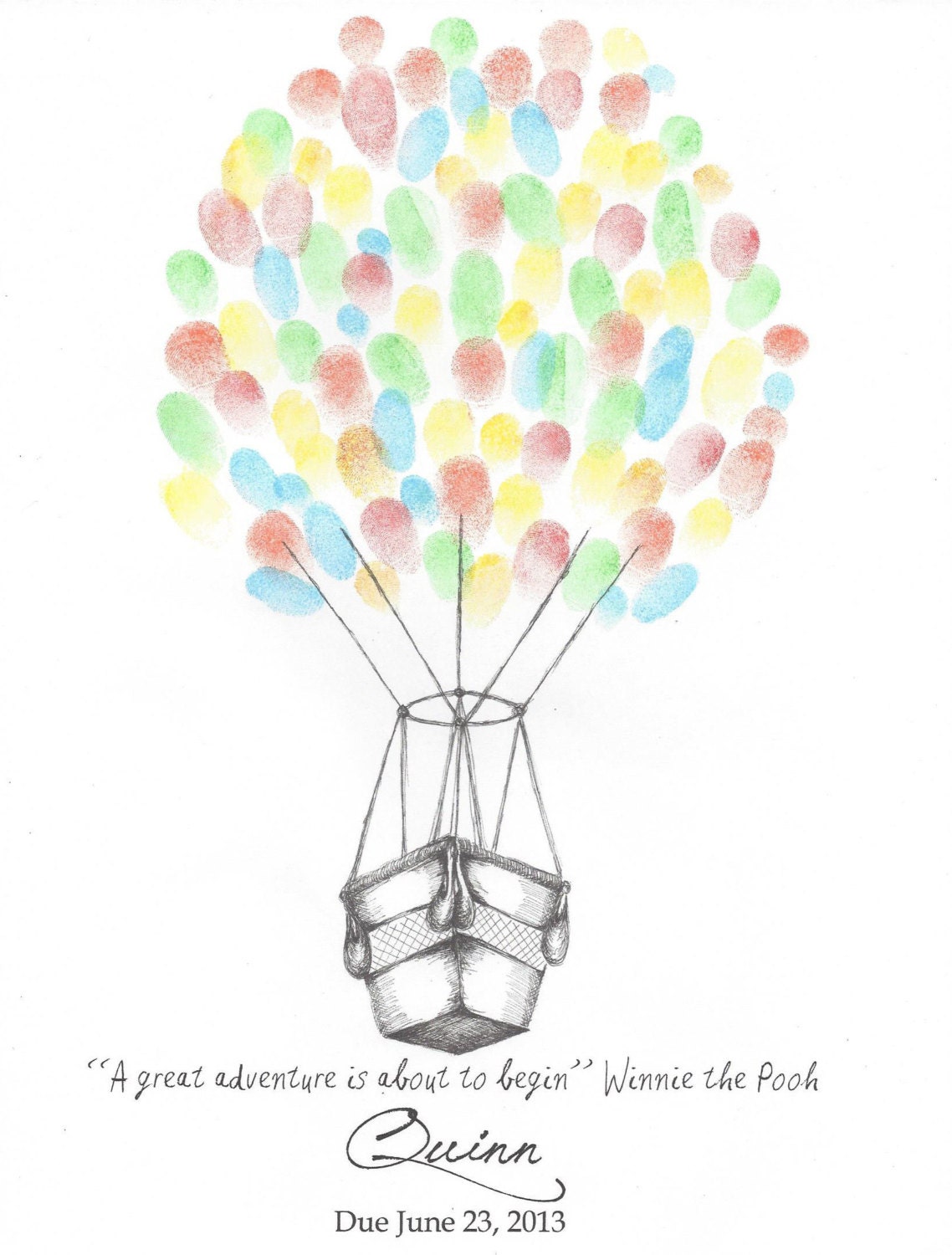 Hot Air Balloon Baby Shower Finger Print Guest by PTWatersDesigns