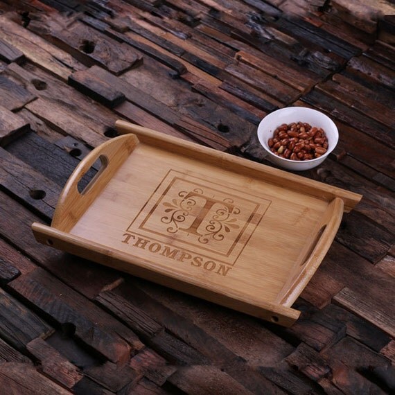 Personalized Engraved Wood Serving Tray House Party Customized