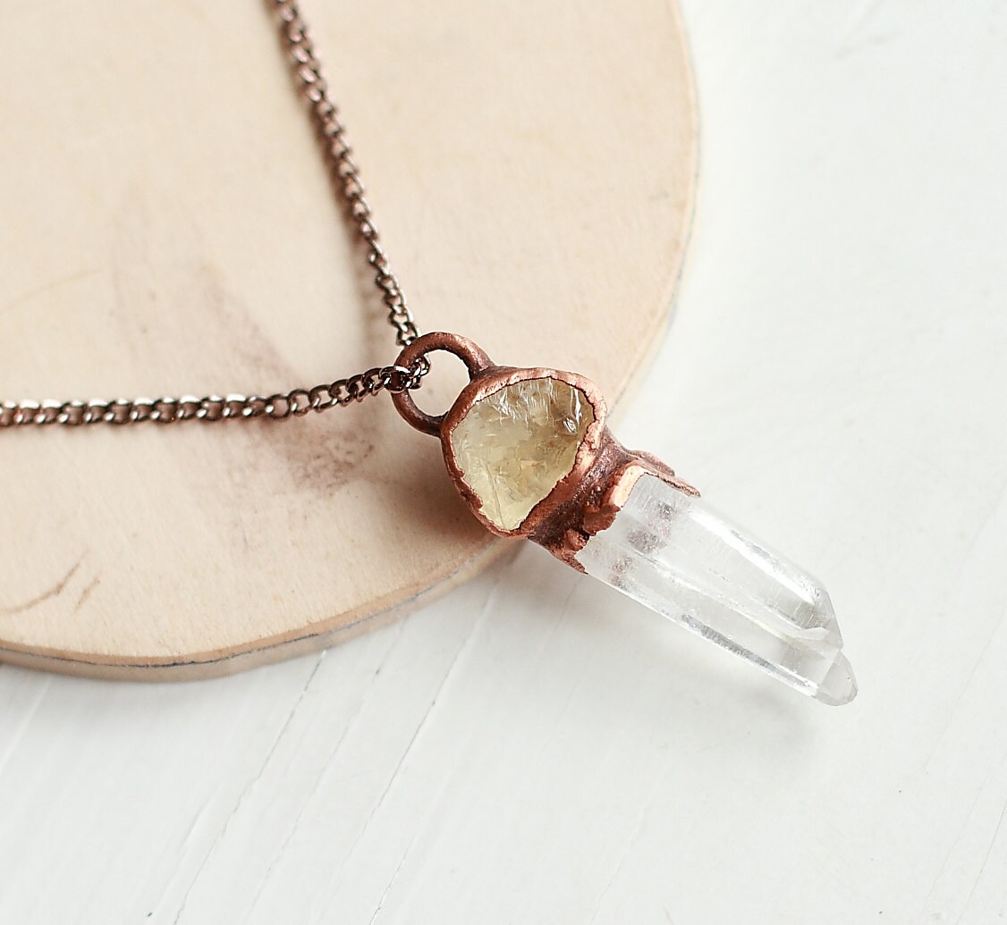 Raw Crystal Necklace Raw Citrine Necklace by AmandaLeilaniDesigns
