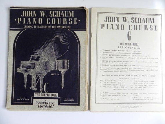 2 Piano Lesson Books John W Schuman 1940s 1945 Vintage