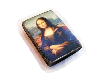 SALE ! 16x11cm (6x4") the Mona Lisa (La Gioconda or La Joconde) on wood. Portrait, painting of a woman by Italian artist Leonardo da Vinci