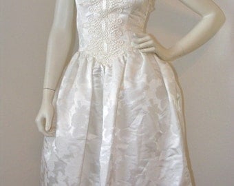 Vintage 1980s White Strapless Formal Dress or Wedding dress by Scott Mclintock