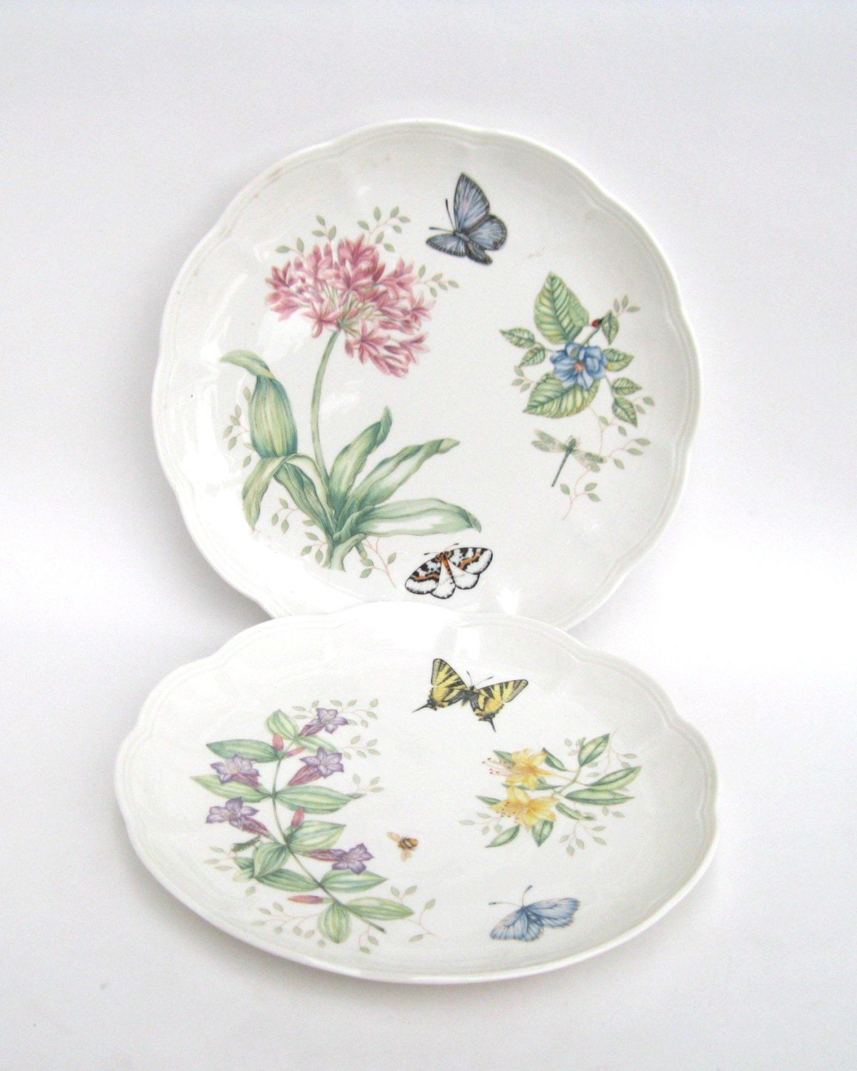 Lenox Two Butterfly Meadow Dinner Plates Swallowtail and