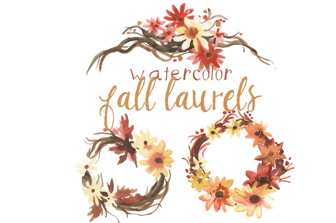 Watercolor Fall Flowers Clipart flowers Fall Decor Sunflowers