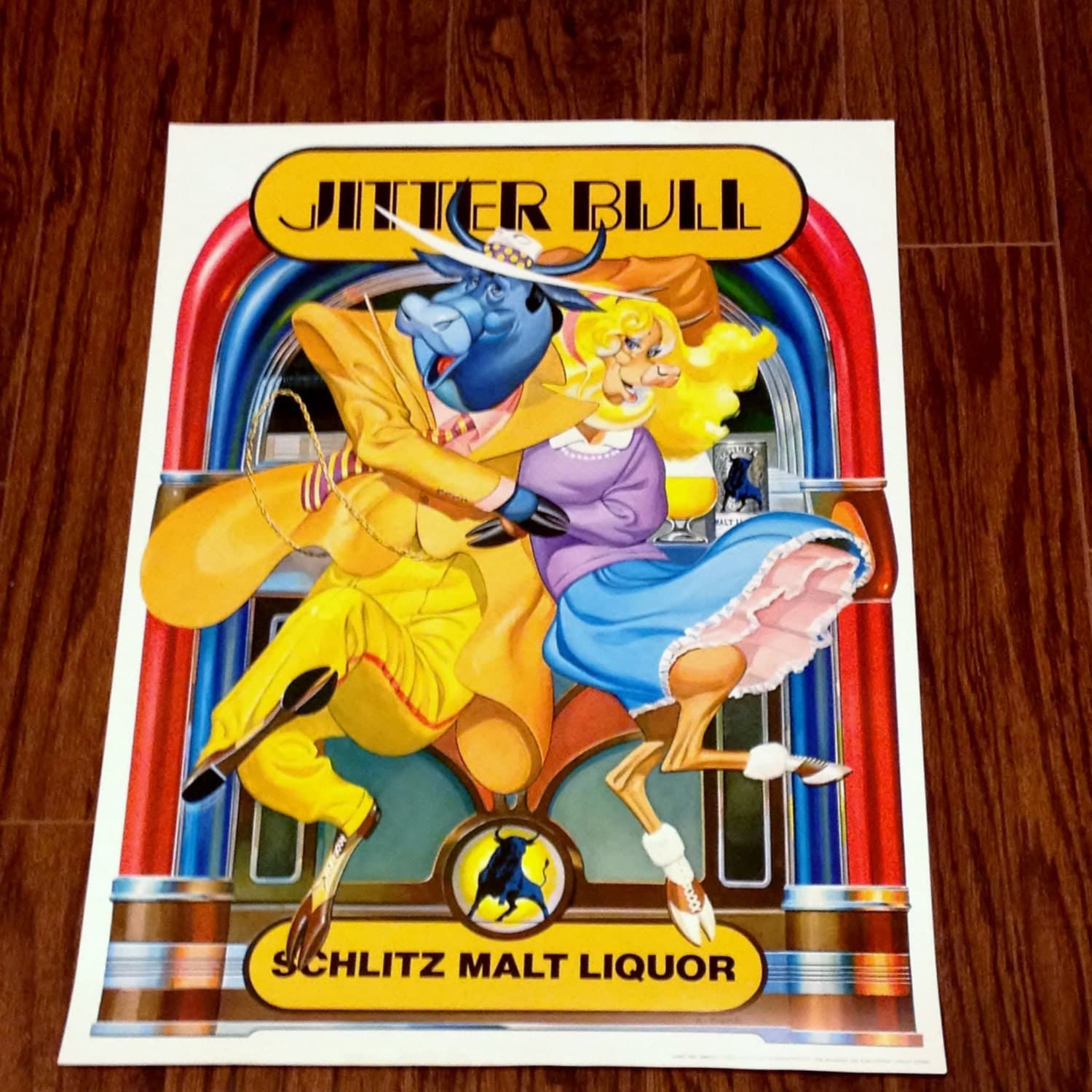 1982 Schlitz Malt Liquor Jitter Bull Poster Man