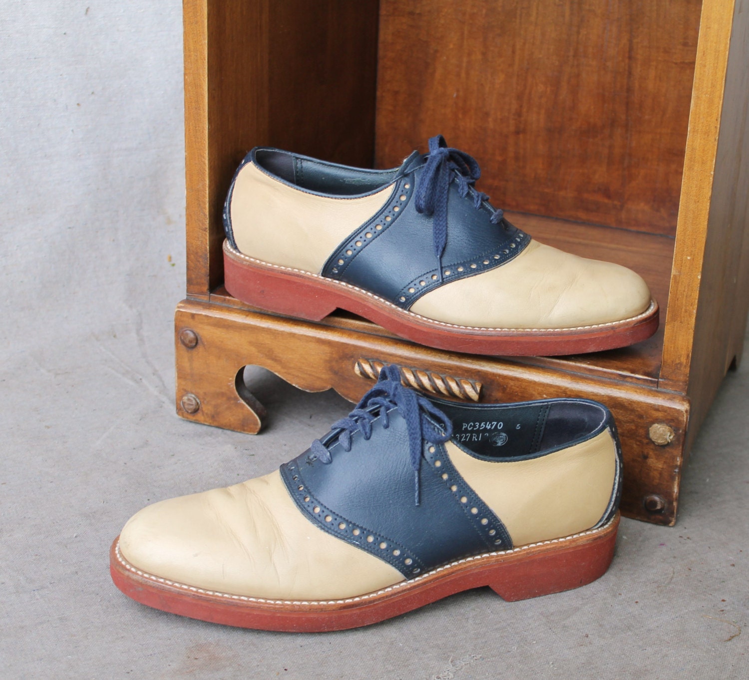 blue and tan sneakers