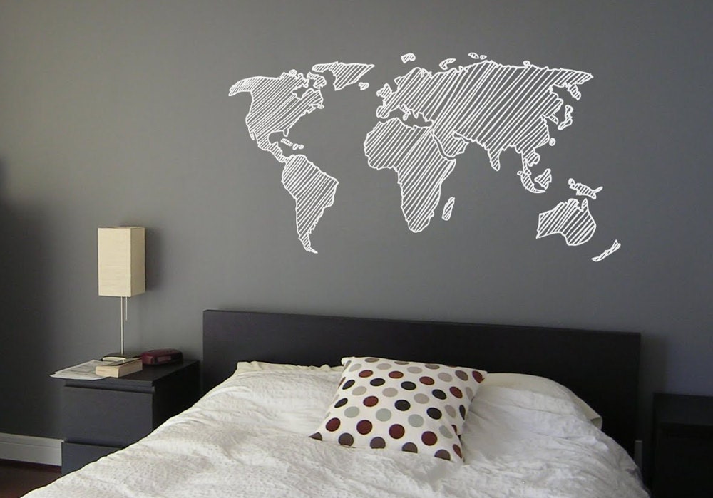 Map Of The World Decal Sketch map of the world decal wares decor