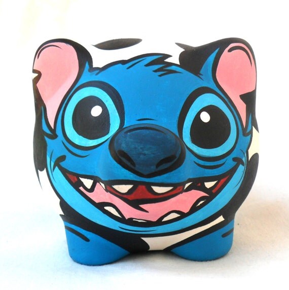 Stitch in Cow Costume Piggy Bank Lilo & Stitch by GabbieCustomArt