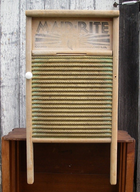 Vintage Washboard Maid Rite Brass No 2026 Washboard Rustic
