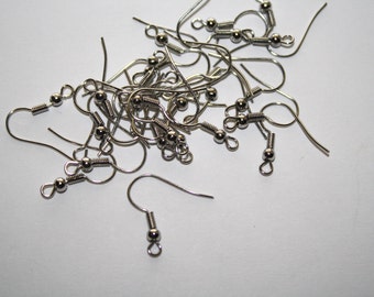 Antique Silver Earring Hooks - 50ct - #007