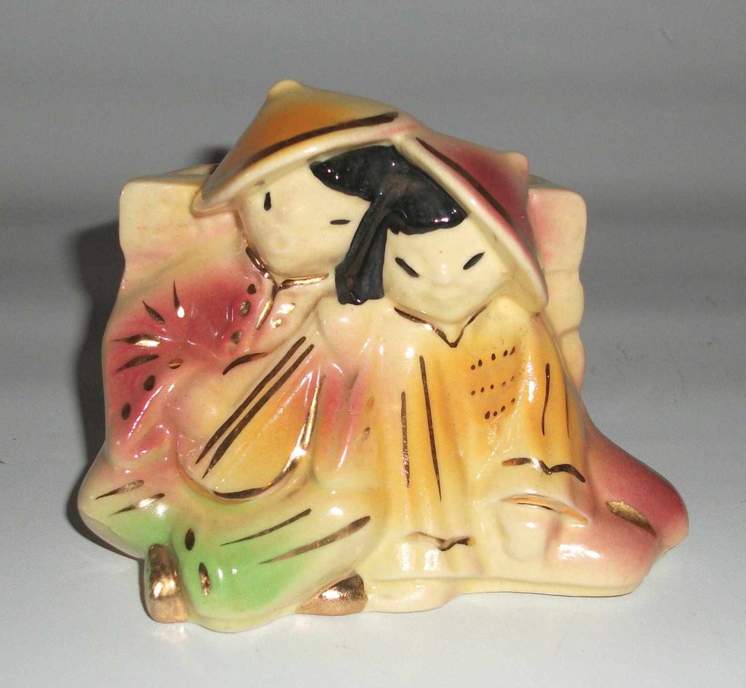 Vintage Shawnee Planter Asian Boy and Girl Small Ceramic