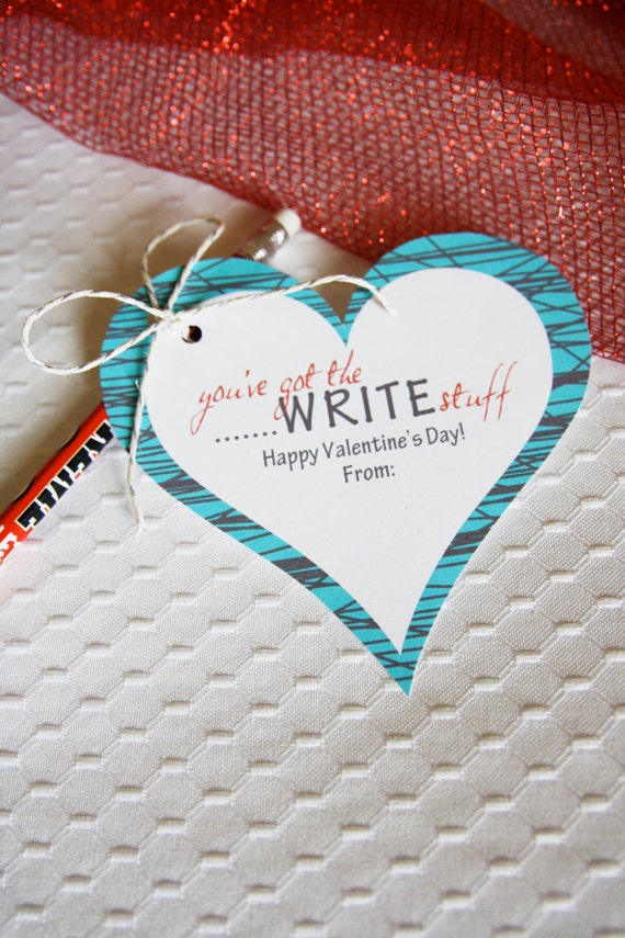 Items similar to Pencil Valentine's tag 