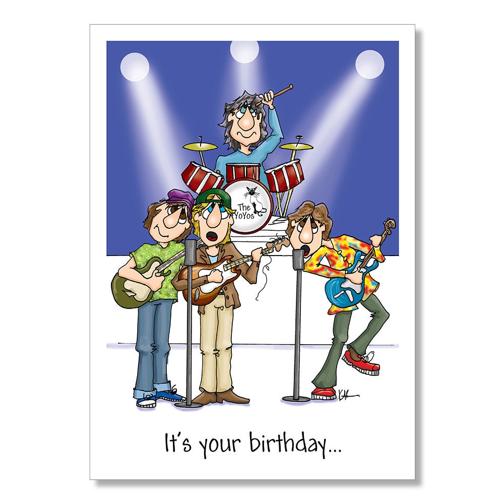  Musician  Birthday  Card  Rock Star birthday  Guitar card  Drum