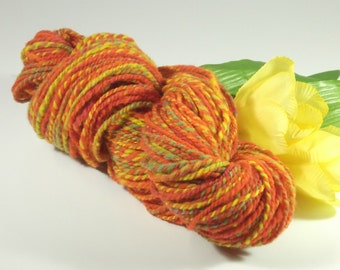 Sunny Plumosa Handspun Worsted Weight Wool Yarn