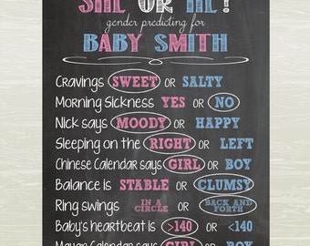 Chalkboard Style Gender Reveal Poster; Old Wives Tales Poster ; Nursery Wall Art, DIGITAL OR PRINTED