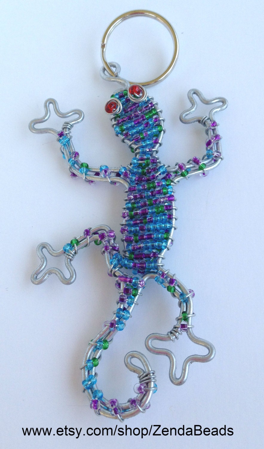 Beaded Wire Art Keychain Gecko Buy 3 Keychains GET by ZendaBeads