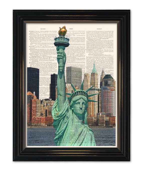 Statue of Liberty New York dictionary art print. New York