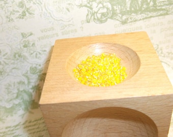 czech seed bead 2mm clear with yellow 14 gram