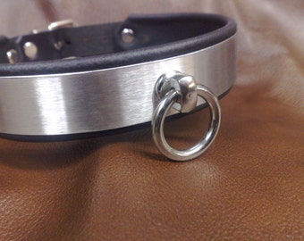 Collar Stainless Steel BDSM Story of O Neck Corset Choker leather lining with Ring of O slave collar maid servant Sub Metall Geyer