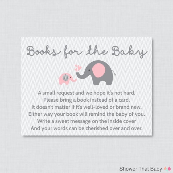 Elephant Baby Shower Bring a Book Instead of a Card Invitation