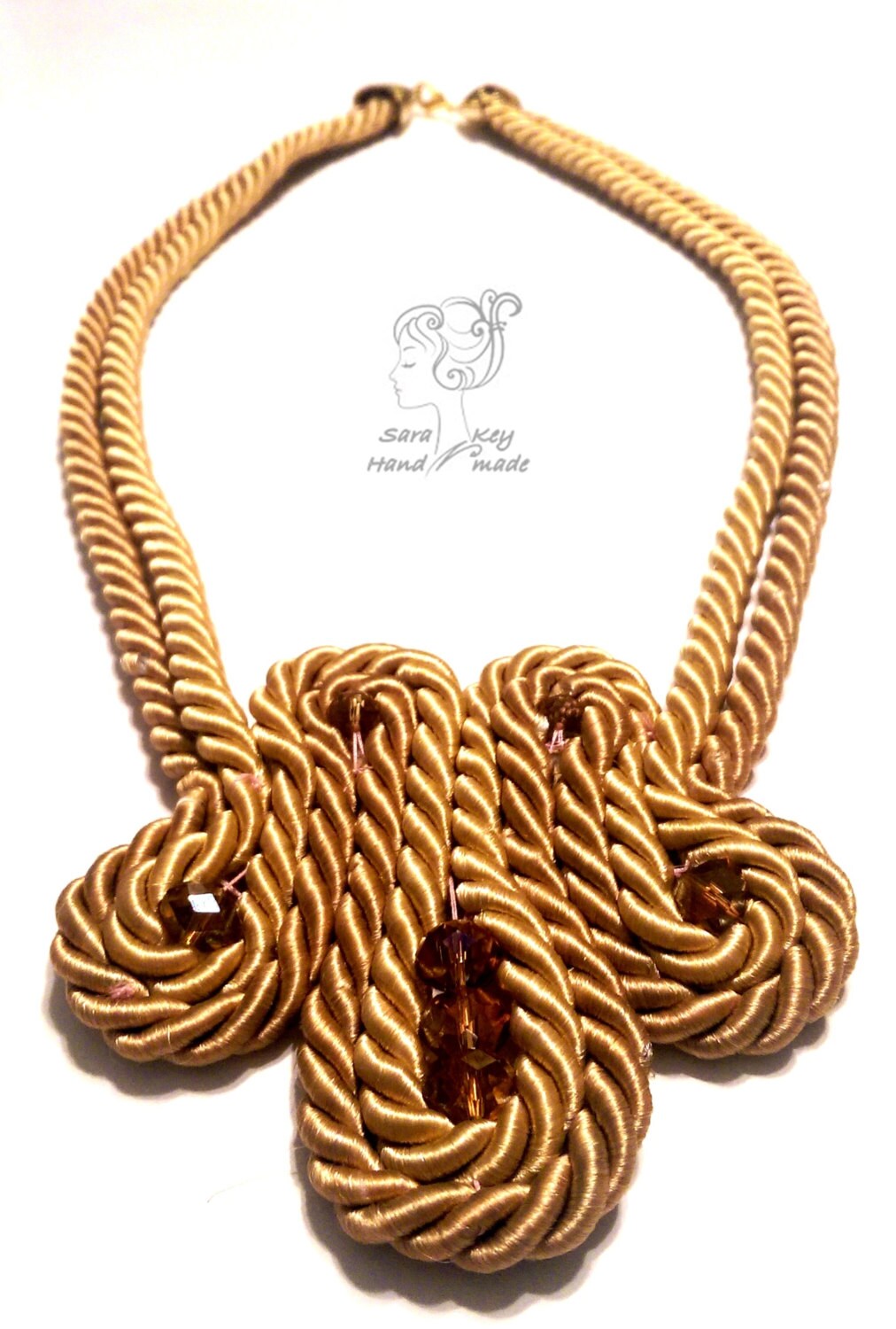 Light brown rope necklace Satin cord One of a by SaraKeyHandmade