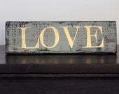 LOVE Sign, Rustic Home Decor, Valentine's Day, Ready to Ship. Gold, Reclaimed Wood